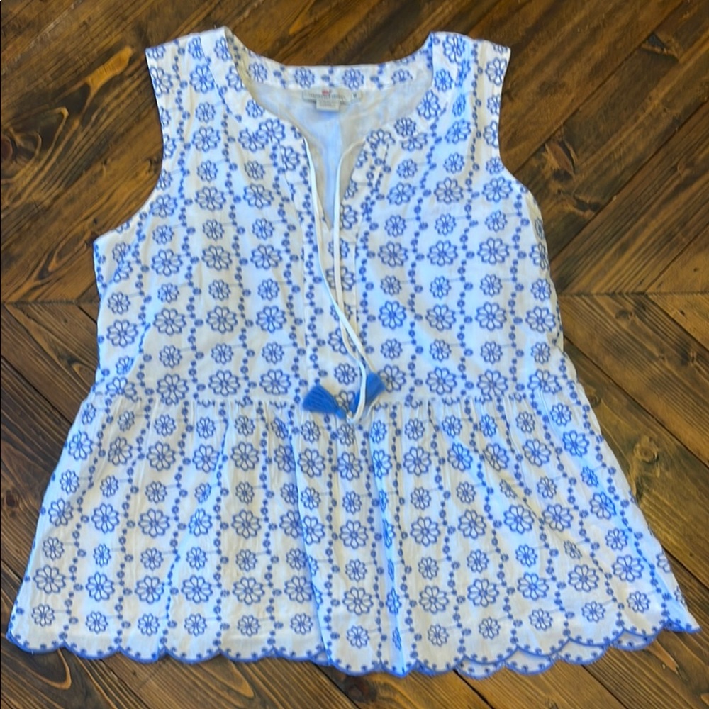 Vineyard Vines Blue Sleeveless Peplum Blouse